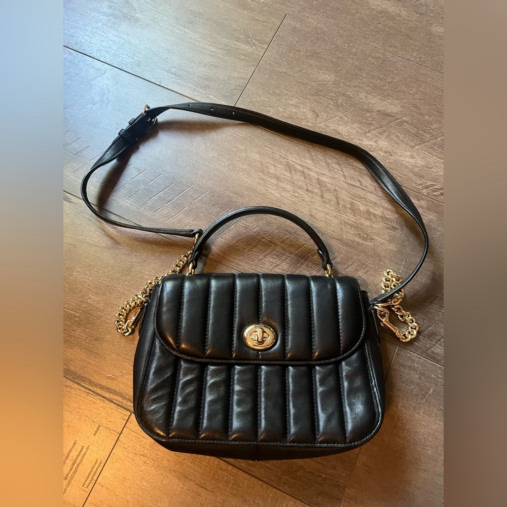 Coach C1558 Marlie Top Handle Satchel with Quilting in Black
